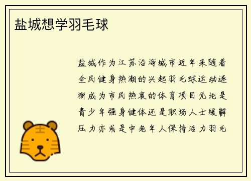 盐城想学羽毛球